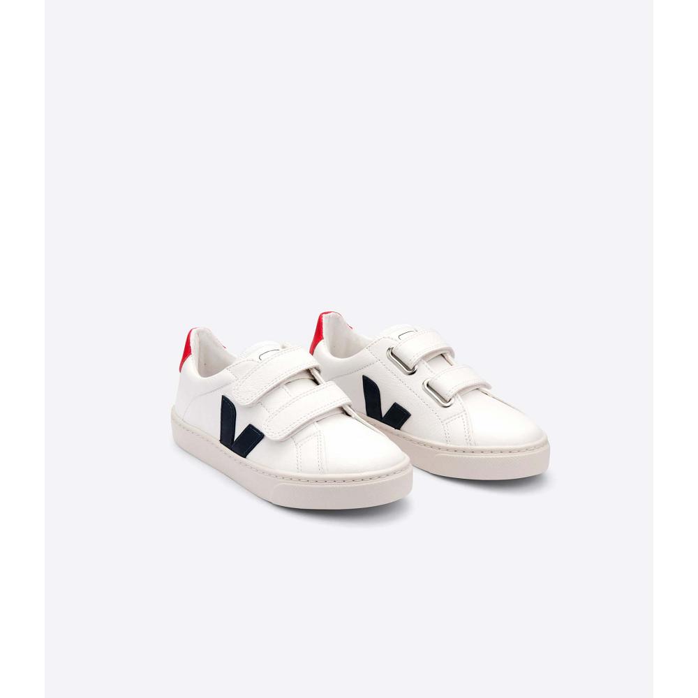 White/Black/Red Kids' Veja ESPLAR CHROMEFREE Sneakers | AU 835PJJ